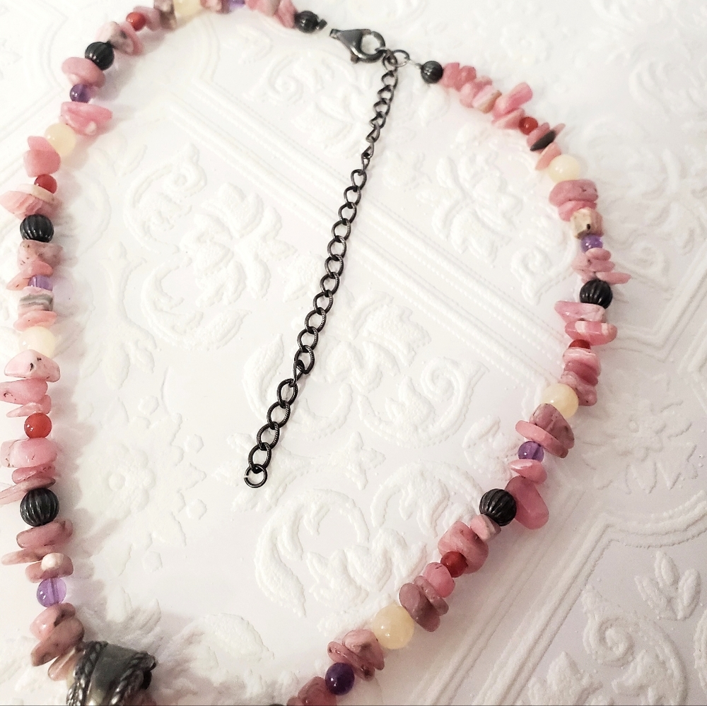 Sterling Silver Vintage 1970'S Shell Pendant Necklace Pink - Picture 5 of 8